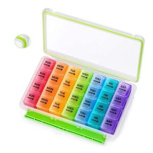 28 Day Pill Organizer, Large Moisture-Resistant 4 Week Case